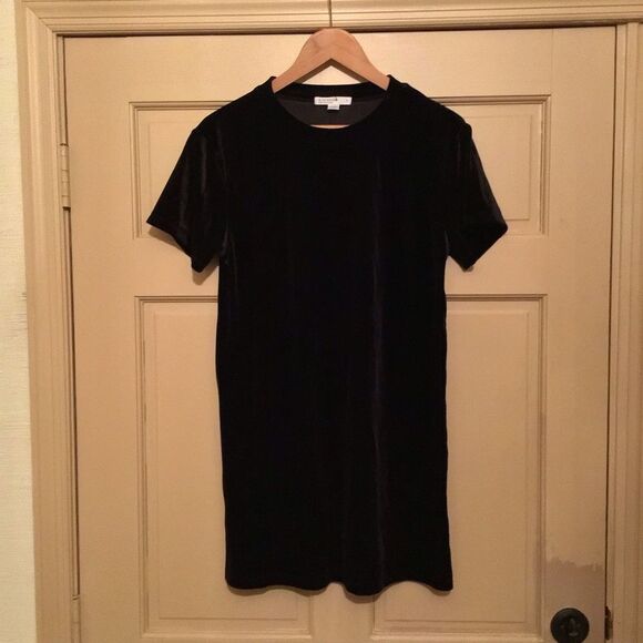 Anthropologie STATESIDE Chic Black Velvet T-Shirt Dress - Picture 2 of 6